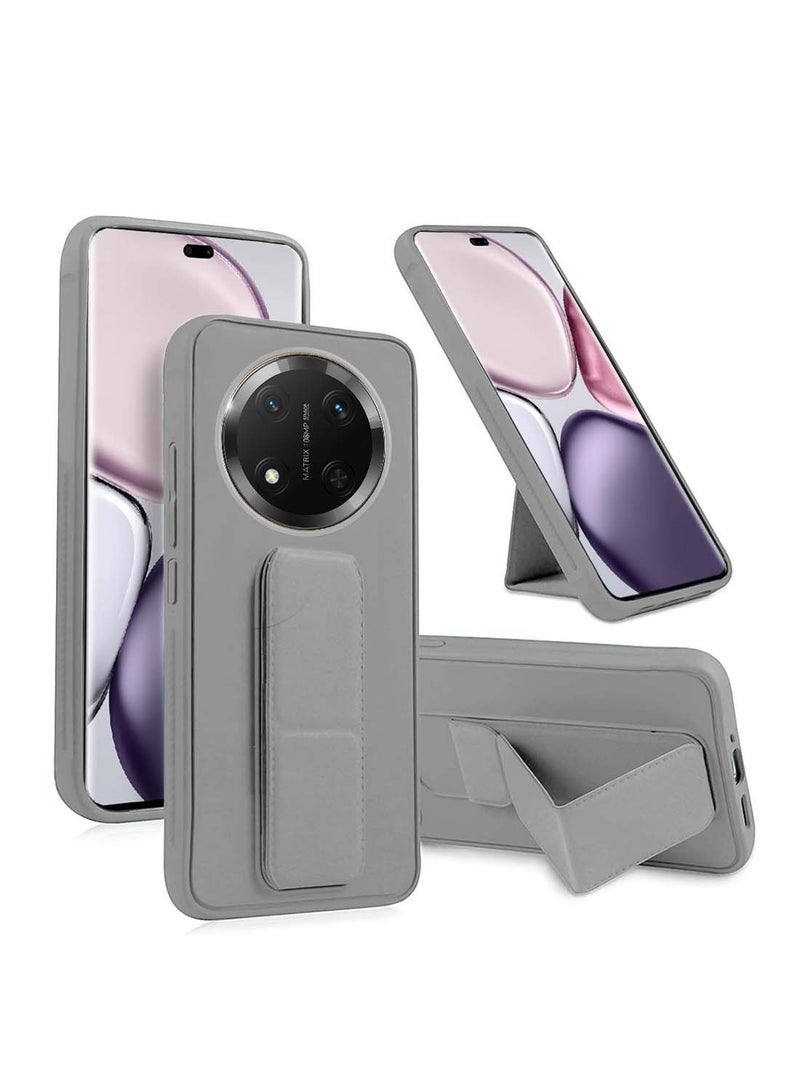 Wtech Honor X9c 5G 2024 / Honor Magic7 Lite 5G 2025 Hand Grip Foldable Magnetic Kickstand Wrist Strap Finger Grip with Built-in Iron Case Cover - Grey - Image 1