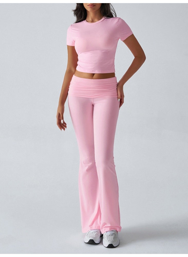 general 2025 - 2026 Leisure Solid Color Slim-Fitting Short-Sleeved Pants Set - Image 2