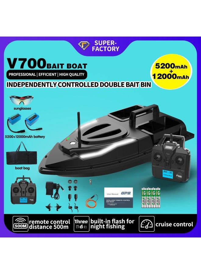 V700 Bait Boat With Remote Control For Precise Bait Placing-Color:V700 Luxury 5200+12000+Boat Bag+Sunglasses+AA*4-Specifications:EU Plug Charger  - Image 1