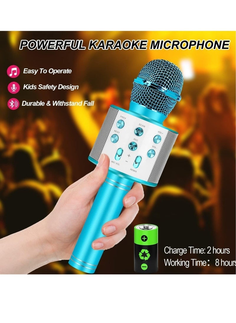 ELTRAZONE Karaoke Microphone for Kids Adults,Portable Bluetooth Microphone for Singing Professional Voice Changer Blue Microphone Wireless Birthday Gifts for 3 4 5 6 7 8 + Year Old Boys Girls Toys  - Image 4