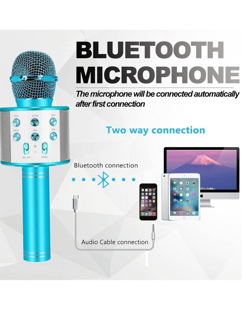 ELTRAZONE Karaoke Microphone for Kids Adults,Portable Bluetooth Microphone for Singing Professional Voice Changer Blue Microphone Wireless Birthday Gifts for 3 4 5 6 7 8 + Year Old Boys Girls Toys  - Image 2