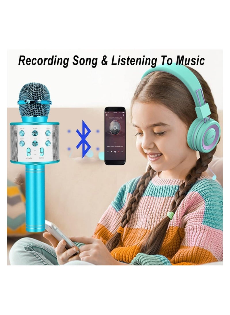 ELTRAZONE Karaoke Microphone for Kids Adults,Portable Bluetooth Microphone for Singing Professional Voice Changer Blue Microphone Wireless Birthday Gifts for 3 4 5 6 7 8 + Year Old Boys Girls Toys  - Image 5