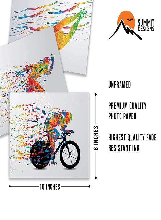 Summit Designs Ironman Triathlon Wall Art Decor - Set Of 3 (8x10) Poster Photos - Swimming Bike Run Race Mens Womens Sport Prints - Running - Image 2