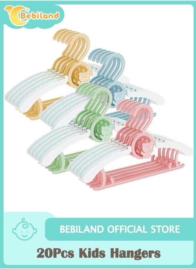 Bebiland 20Pcs Kids Hangers, Baby Nursery Closet Hangers, Ultra-Thin Non-Slip Laundry Infant Pant Hangers for Newborn Clothes, Adjustable Children Coat Hanger for Girl Boy  - Image 1