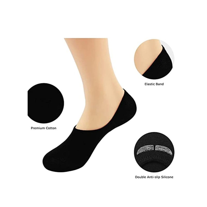 SOLARAE Women’s Low Cut Non Slip No Show Socks, Women's No Show Socks with Reinforced Toe Non Slip Thin Invisible Flat Boat Liner Low Cut Cotton (3 Pairs) - Image 2
