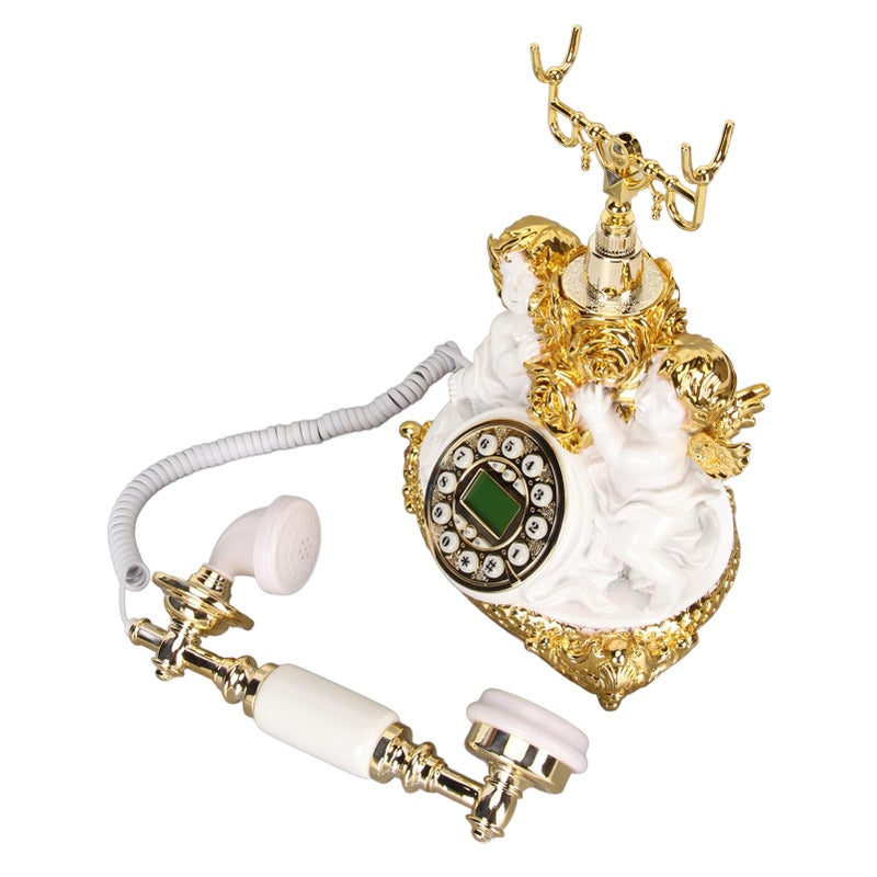 Retro Landline Phone With LCD Display Antique Vintage Telephone For Home Office Gold - Image 3