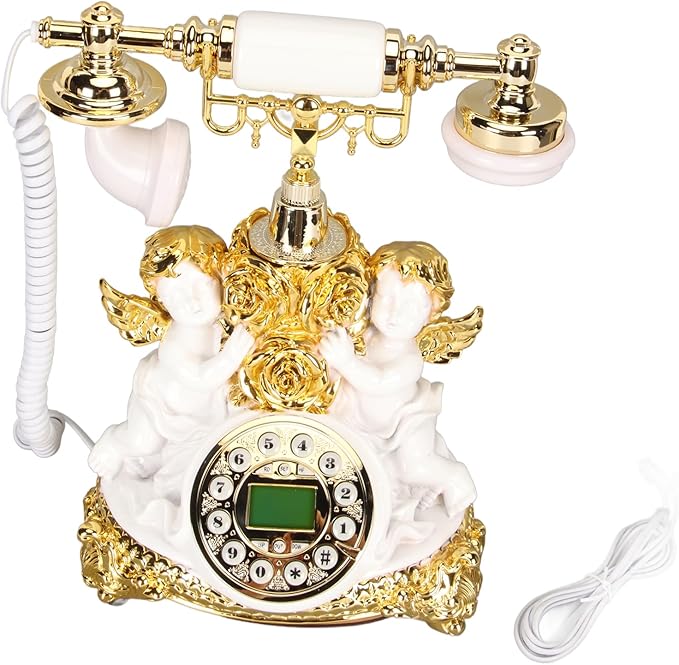 Retro Landline Phone With LCD Display Antique Vintage Telephone For Home Office Gold - Image 1