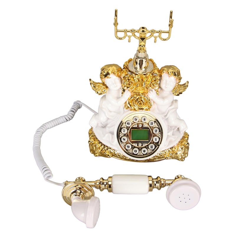 Retro Landline Phone With LCD Display Antique Vintage Telephone For Home Office Gold - Image 5