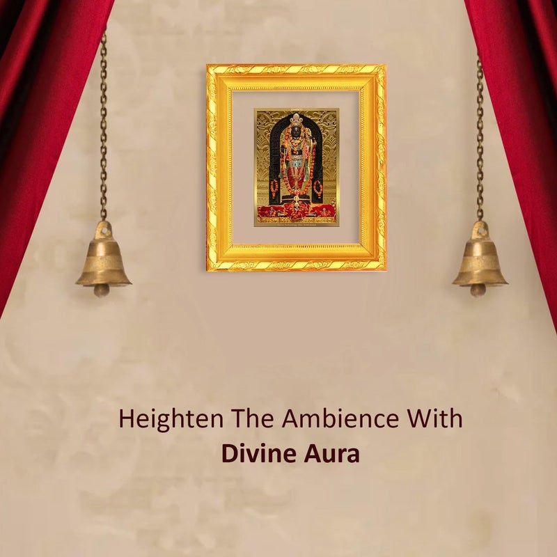 DIVINITI 24K Gold Plated Ram Lalla Photo Frame For Home Decor Wall Decor Table Top Puja Room DG Frame 103 Size 1 with 24K Gold Plated Foil Ram Mandir For Puja Gift 13 X 15 CM - Image 2