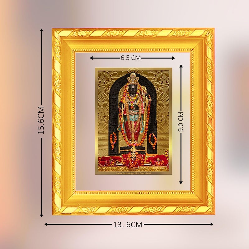 DIVINITI 24K Gold Plated Ram Lalla Photo Frame For Home Decor Wall Decor Table Top Puja Room DG Frame 103 Size 1 with 24K Gold Plated Foil Ram Mandir For Puja Gift 13 X 15 CM - Image 4
