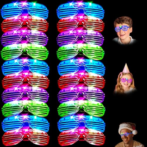 Zaaaslsm 20 Pack Led GlassesLight Up GlassesGlow Glasses Glow In The Dark Party Supplies Suitable For KidsAdults Rave neon Flashing Party For Birthday Mardi Gras New Years Eve Decoration - Image 1