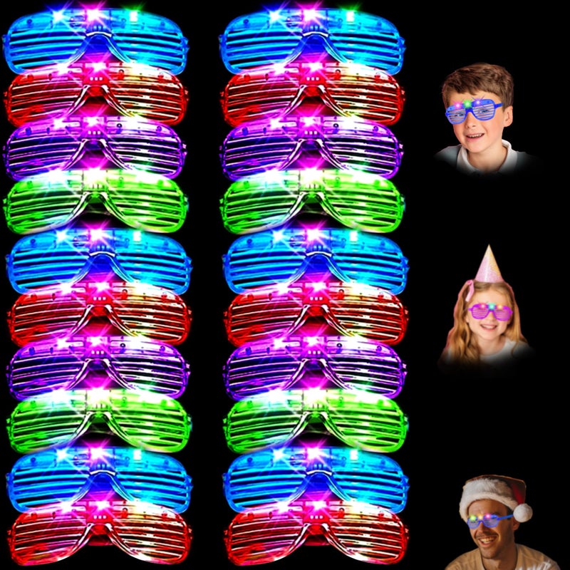 Zaaaslsm 20 Pack Led GlassesLight Up GlassesGlow Glasses Glow In The Dark Party Supplies Suitable For KidsAdults Rave neon Flashing Party For Birthday Mardi Gras New Years Eve Decoration - Image 3