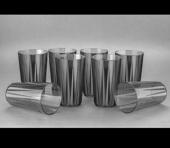 SORATH 8 Pcs Unbreakable Transparent BPA Free Food Grade Plastic Fiber Drinking Water Glass Set Juice Glass Cocktail Lassi Soda Milkshake Beer Glass Wine Glass Set