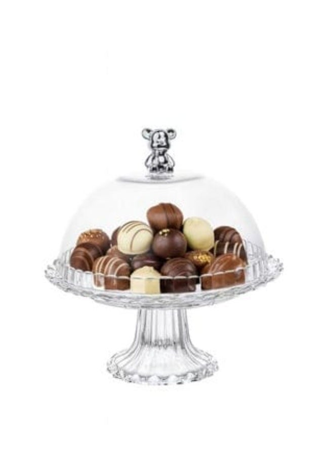 Elegant bowl for sweets and fruits, featuring a glass base and an acrylic lid, 18.5 cm tall. - Image 1