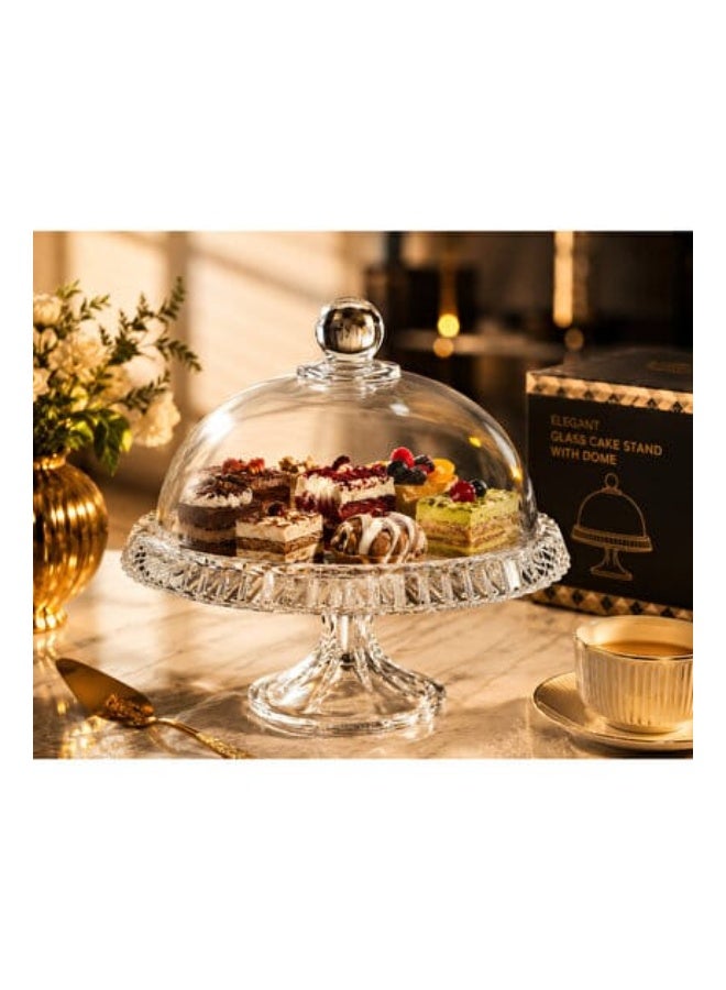 Elegant bowl for sweets and fruits, featuring a glass base and an acrylic lid, 18.5 cm tall. - Image 3