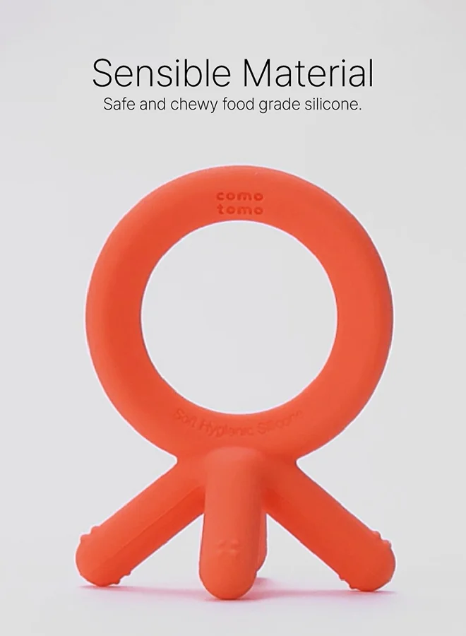 comotomo Natural Feel Baby Bottle 250 ML With Silicone Baby Teether, 3 Months +