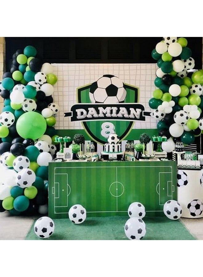 Biapian طقم قوس بالونات كرة القدم للأولاد، طقم قوس بالونات أخضر مع بالونات كأس كرة القدم باللون الأخضر الداكن والأسود والأبيض وبالونات اللاتكس وبالونات معدنية فضية لتزيين حفلات استقبال المواليد وأعياد الميلاد وحفلات كرة القدم - Image 4