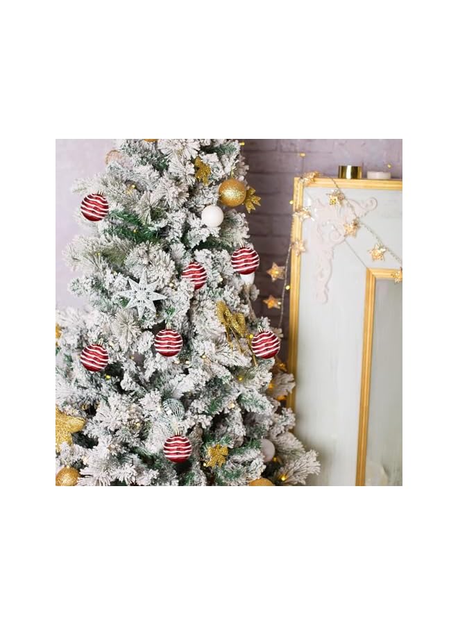 The Bros 12 قطعة زينة كرات عيد الميلاد من المزرعة بحجم 2.36 بوصة حمراء كبيرة عتيقة لتزيين شجرة عيد الميلاد مجموعة زينة كرات عيد الميلاد زينة بلاستيكية لتعليق كرات عيد الميلاد - Image 4