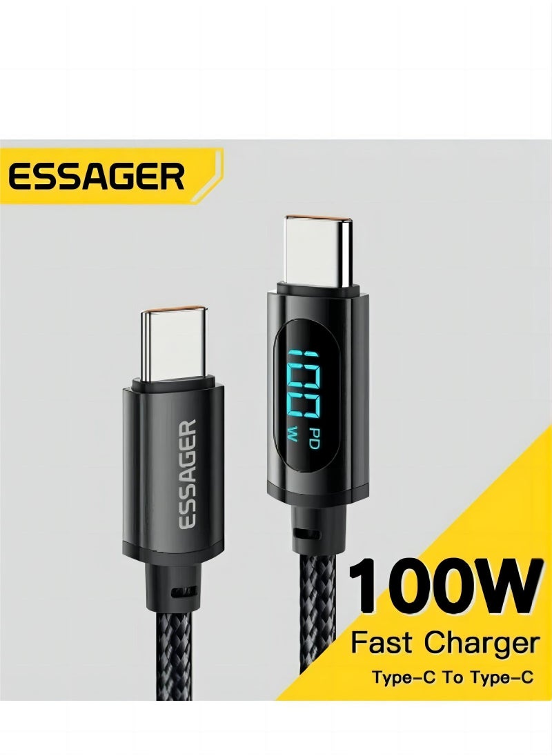 ESSAGER - Ultra-Durable High Speed Charging 100W 5A And Syncing Data Display screen USB-C to USB-C Cable - Image 1