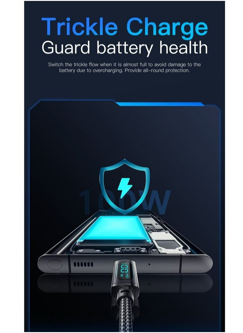 ESSAGER - Ultra-Durable High Speed Charging 100W 5A And Syncing Data Display screen USB-C to USB-C Cable - Image 1