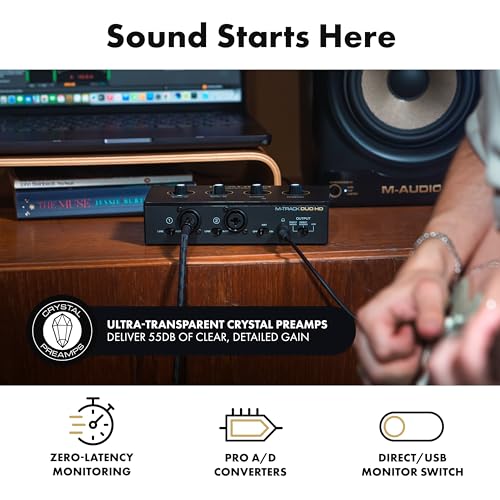 M-AUDIO M-Track Duo HD Audio Interface 24bit 192kHz for Recording, Streaming, Podcasting with USB-C, 2 XLR TRS Inputs, 2 TRS Outputs, Software Suite - Image 3