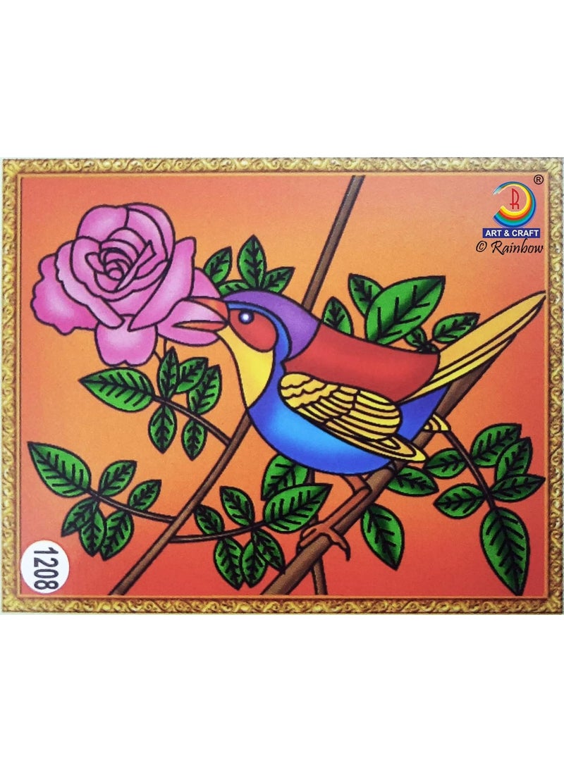 Rainbow Rainbow DIY - Fiberglass Painting Kit, Sparrow with Rose, Medium (7.75x10.5 inch), Design No. 1208  - Image 1
