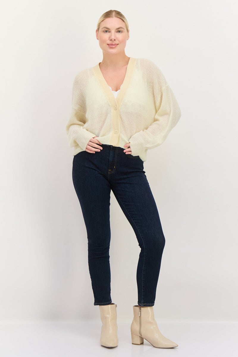 ESPRIT Women V-Neck Textured Cardigan, Beige - Image 4