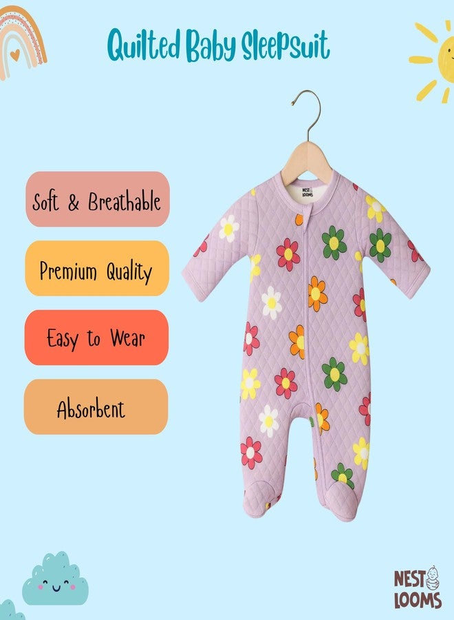 Nestlooms 100% Cotton Sleepsuits,Soft and Comfortable Bodysuit, Sleep Wear, Printed Night Suits for Infants Newborn Baby Boys & Girls,Full Sleeve Winter Warm Jumpsuit - Bloomy Dreams (3-6 Months) - Image 4