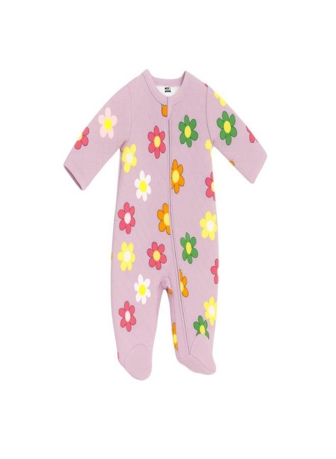 Nestlooms 100% Cotton Sleepsuits,Soft and Comfortable Bodysuit, Sleep Wear, Printed Night Suits for Infants Newborn Baby Boys & Girls,Full Sleeve Winter Warm Jumpsuit - Bloomy Dreams (3-6 Months) - Image 1