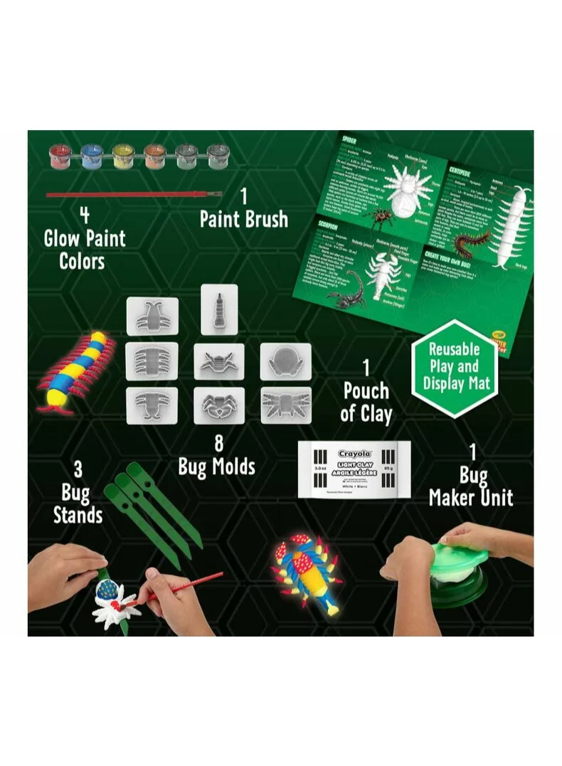 كرايولا Crayola – Critter Creator - Glow Bugs | Glow in The Dark Clay Art Kit with Paint & Bug Molds | STEM System, 7+ Yrs