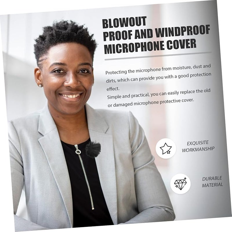 2Pcs Black Windproof Plush Lapel Microphone Covers for Recording Studio Office and Stage - Image 5