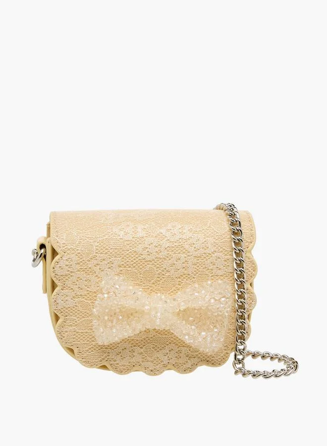 Bow Embellished Crossbody Bag with Chain Strap Ramadan Collection