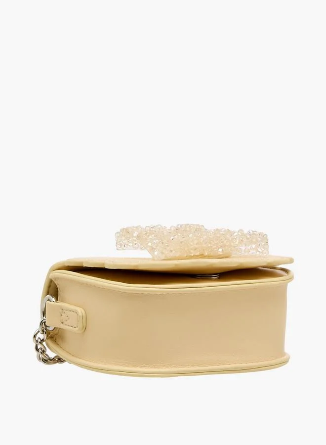 Little Missy CREAM Bow Embellished Crossbody Bag with Chain Strap Ramadan Collection for Women | Best Price UAE