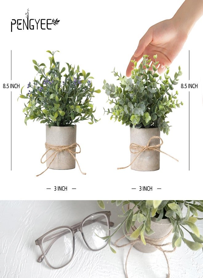 PENGYEE 3 Pack Small Fake Plants in Farmhouse Pulp Pot, Artificial Plants Indoor for Home Decor, Small Faux Plants Indoor for Bathroom Office Kitchen Shelf Counter Desk Table Room Decor - Image 3