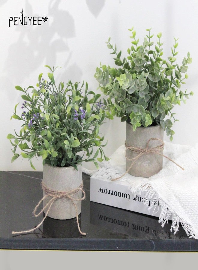 PENGYEE 3 Pack Small Fake Plants in Farmhouse Pulp Pot, Artificial Plants Indoor for Home Decor, Small Faux Plants Indoor for Bathroom Office Kitchen Shelf Counter Desk Table Room Decor - Image 2