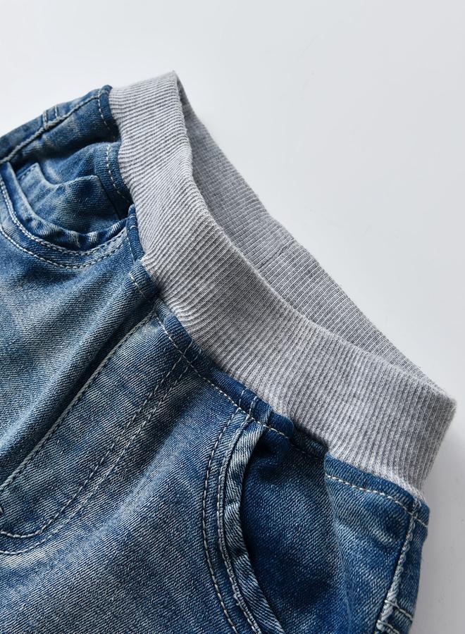 تايك تو جينز بناتي واسع بخصر مرتفع وحافة ممزقة - Image 3