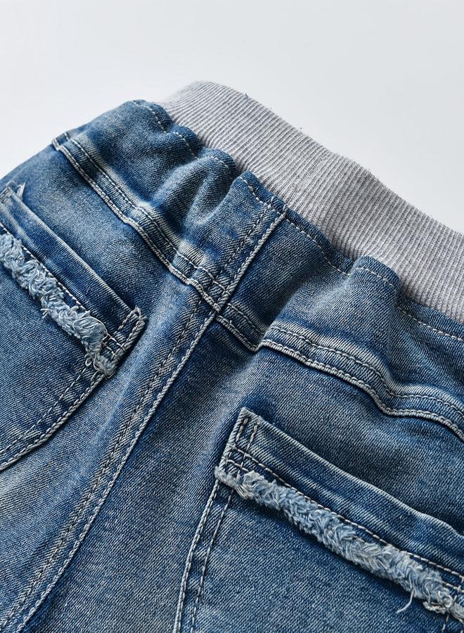 تايك تو جينز بناتي واسع بخصر مرتفع وحافة ممزقة - Image 4