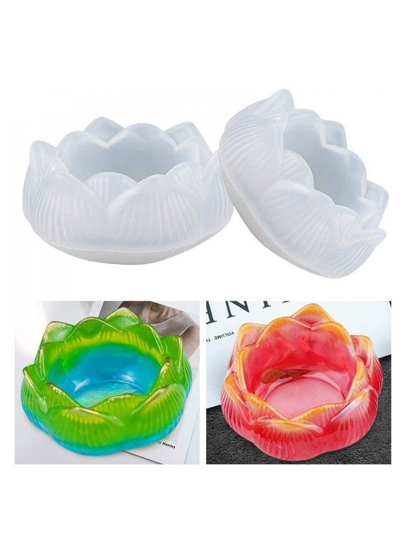 Graffiti Resin Lotus Shape Candle Holder Silicone Mold  - Image 3