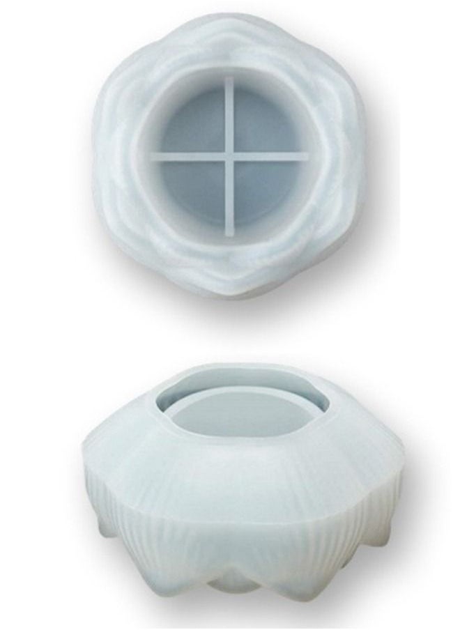 Graffiti Resin Lotus Shape Candle Holder Silicone Mold  - Image 2