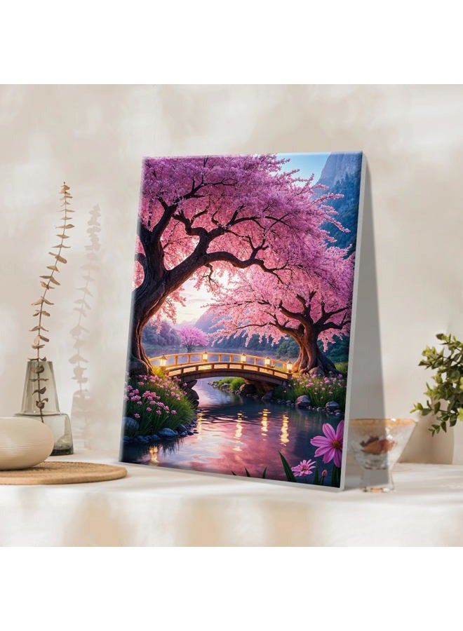 JOOZ Paint by Numbers Kit for Adults with Frame Moon Paint by Number with Easel Tree Adult Paint by Number Kits Framed Canvas Mountain Waterfall Oil Painting Kits for Gift Home Wall Decor 8x12 Inch - Image 3