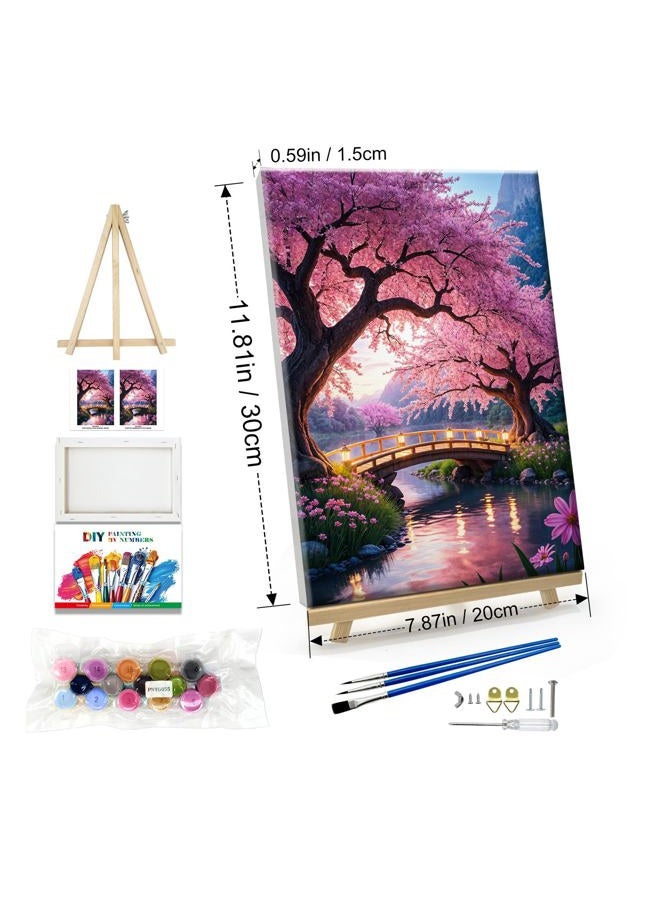 JOOZ Paint by Numbers Kit for Adults with Frame Moon Paint by Number with Easel Tree Adult Paint by Number Kits Framed Canvas Mountain Waterfall Oil Painting Kits for Gift Home Wall Decor 8x12 Inch - Image 4