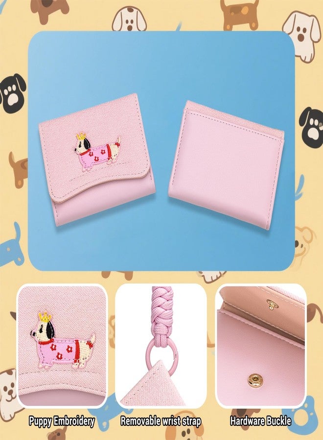 YINHEXI Wallet for Women, Small Dog Puppy Slim RFID Blocking Card Wallets, Cute Trifold PU Leather Card Holder, Mini Pocket Cash Purse with 7 Card Slots for Girls Ladies (Tri-fold, Pink Dog) - Image 5