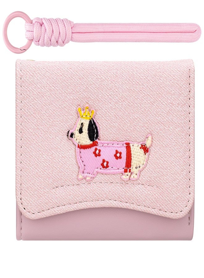 YINHEXI Wallet for Women, Small Dog Puppy Slim RFID Blocking Card Wallets, Cute Trifold PU Leather Card Holder, Mini Pocket Cash Purse with 7 Card Slots for Girls Ladies (Tri-fold, Pink Dog) - Image 1