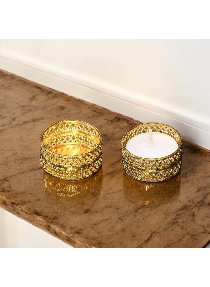 AorviDesigns AorviDesigns Set of 12 Golden Small Tea Light HolderCandle Holder for Diwali DecorationHome Decoration  - Image 2