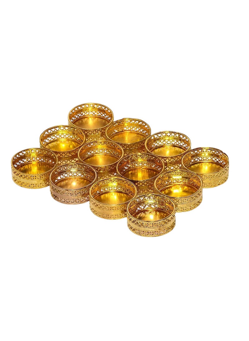 AorviDesigns AorviDesigns Set of 12 Golden Small Tea Light HolderCandle Holder for Diwali DecorationHome Decoration  - Image 3