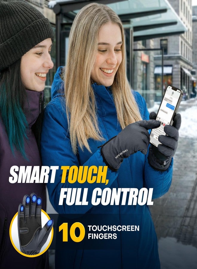 UMEWARM -10℉ Waterproof Winter Gloves Men, 5-Layer Touchscreen Fingers Snow Ski Gloves Women, Premium Anti-Slip Palm Cold Weather Gloves (Grey, X-Large) - Image 4
