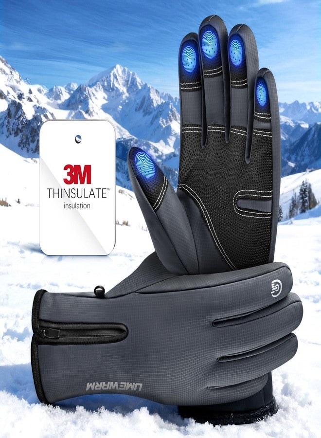 UMEWARM -10℉ Waterproof Winter Gloves Men, 5-Layer Touchscreen Fingers Snow Ski Gloves Women, Premium Anti-Slip Palm Cold Weather Gloves (Grey, X-Large) - Image 1