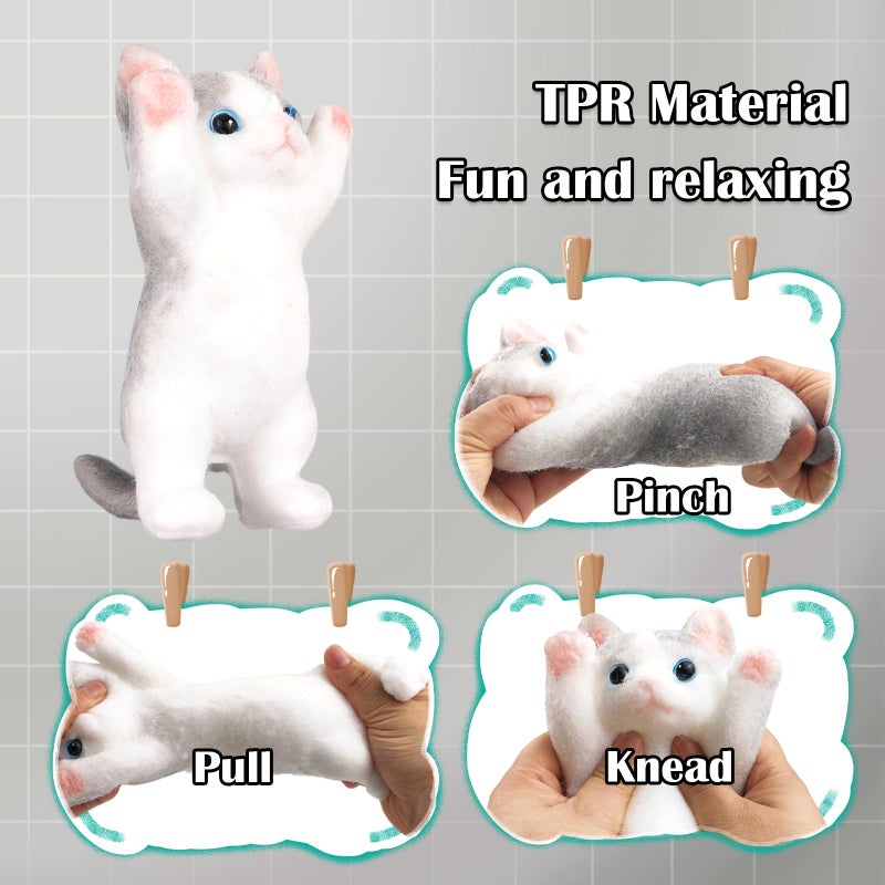YVBBHE Big Hand Painted Cat Squishy Toysï¼ŒLarge Cute Ultra Soft Kitty Squeeze Fidget Toys for Stress Relief ,Kawaii Squishies Sticky Animal Toys for Adults Kids,Decompression Sensory Balls Toys for Autism - Image 3