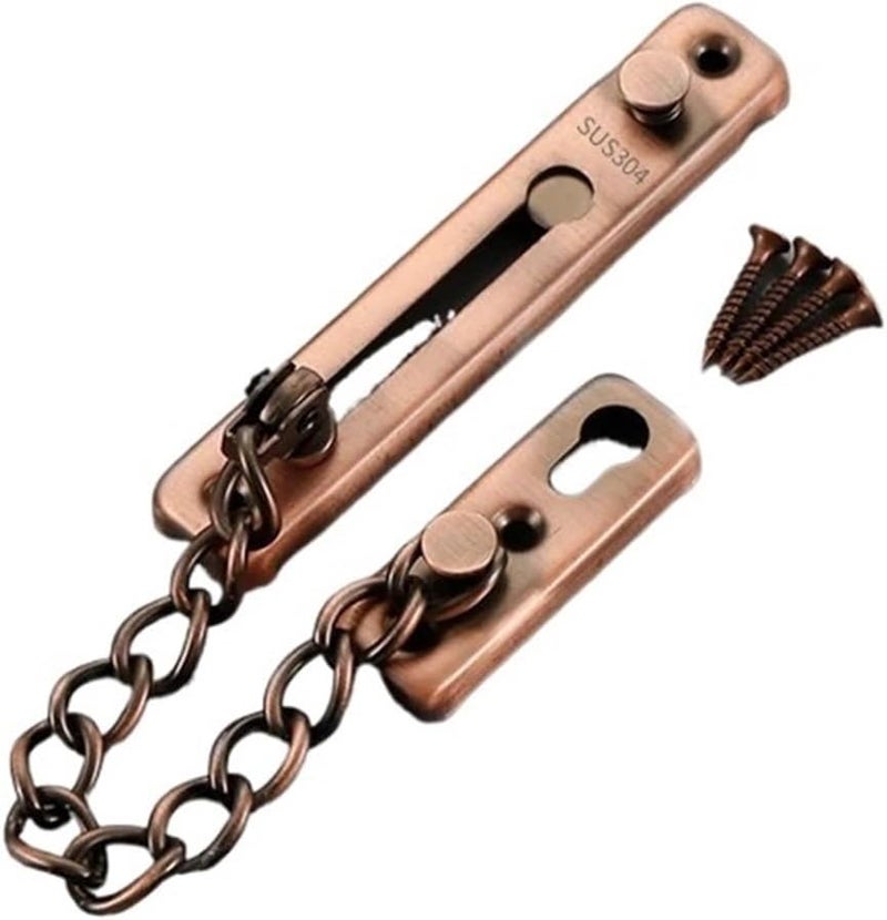 Hotel Safety Lock Anti Theft Door Bolt 304 Stainless Steel Security Lock Copper D1 - Image 1