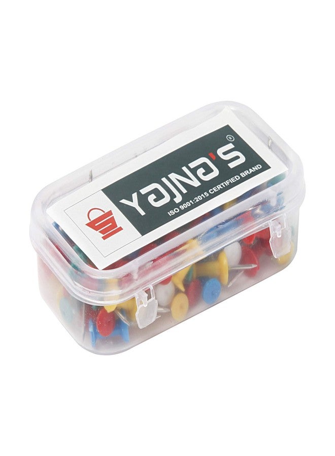 YAJNAS® 100 Pieces Transparent Multicolor Push Pins/Thumb/Tracks Pins & Gem Pins for Notice Boards, Soft Boards, Bulletin Boards, Display Boards-Ideal for Office, Home, School, Shop, Craft Work - Image 1